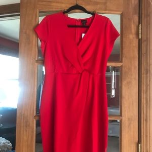 NWT! Cherry Red Faux Wrap Dress size 8
